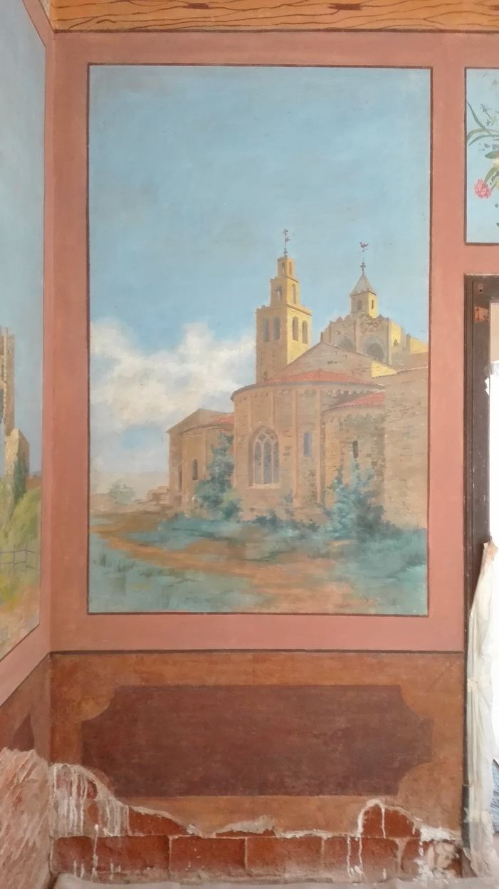 Resultat final: mural del monestir de Sant Cugat després de la intervenció