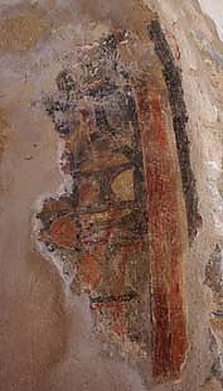 Fragment de pintura mural policromada abans de la intervenció