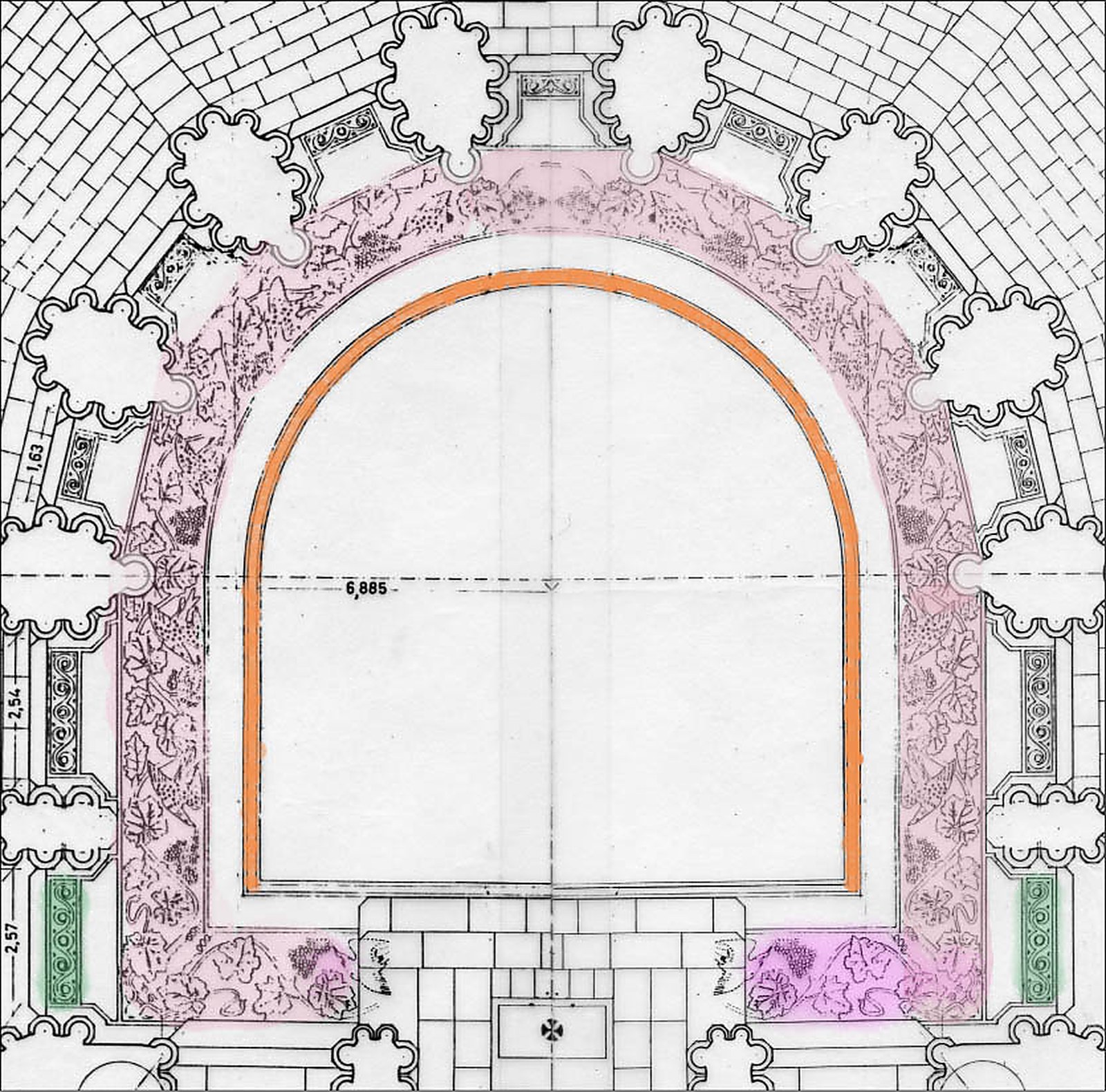 Planta de la cripta amb la localització dels paviments de mosaic