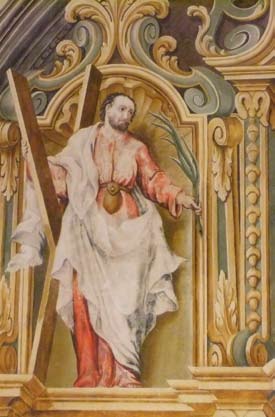 Detall de la figura de sant abans de la restauració