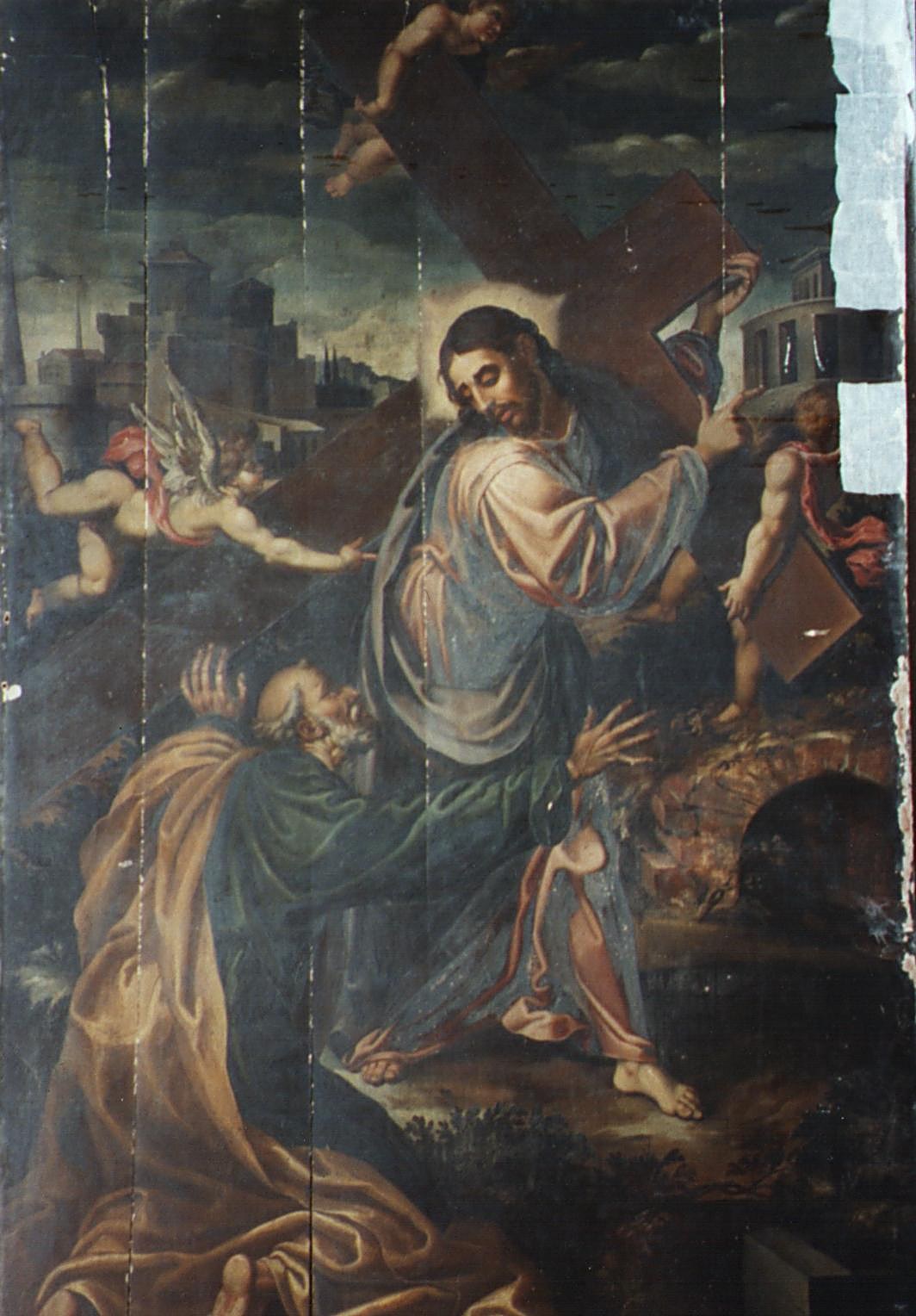 Taula del Quo vadis abans de la restauració, amb esquerdes i pèrdues
