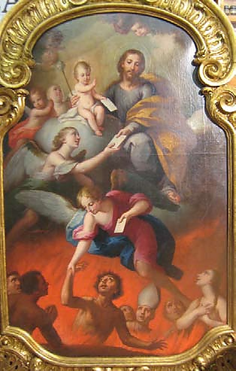 Pintura sobre tela del retaule abans de la intervenció