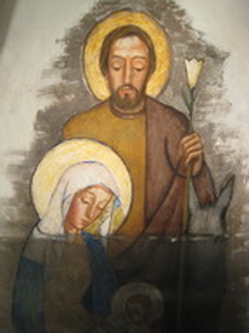 Pintura mural restaurada amb la policromia recuperada